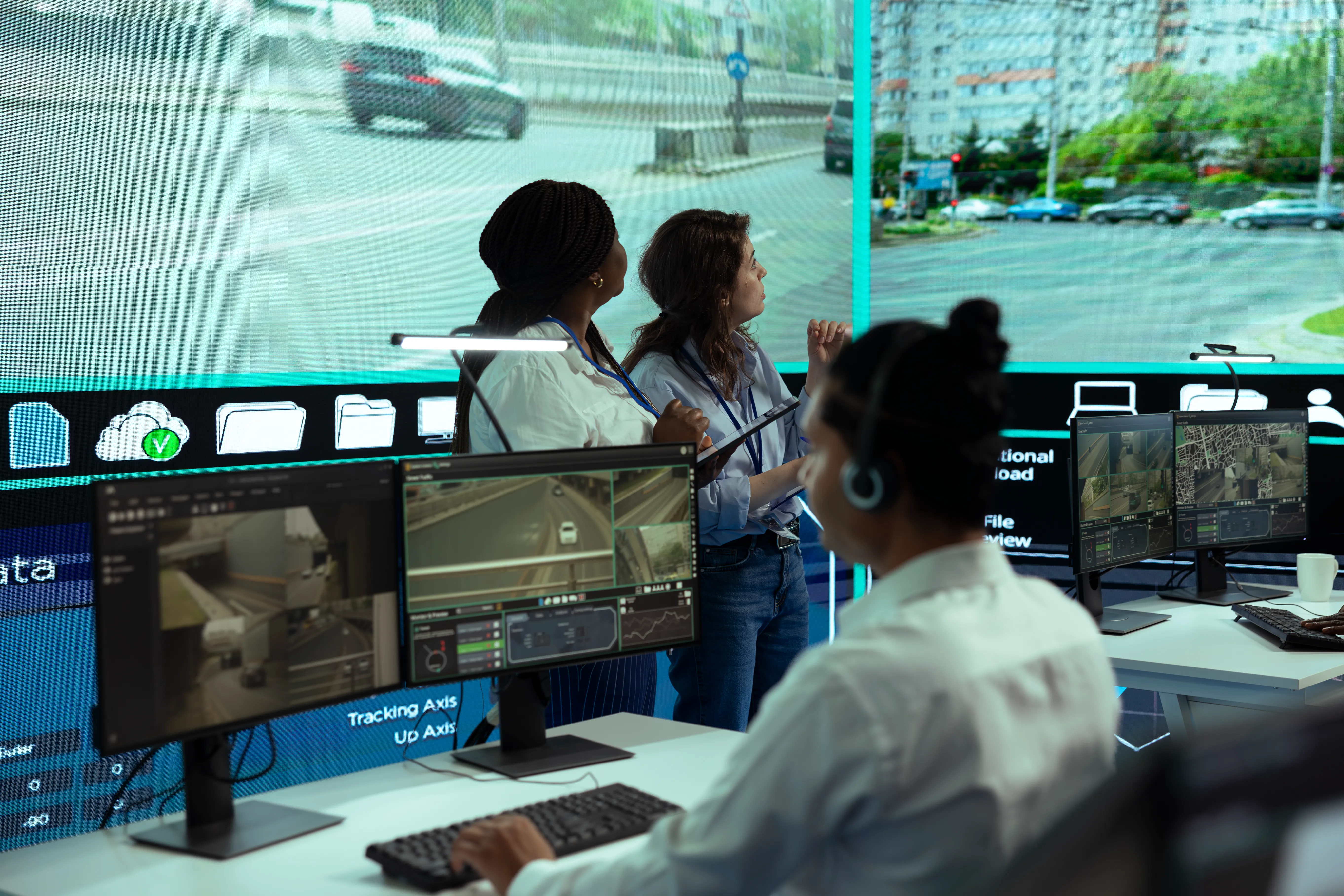 Vigilando unos transportes, hay varias personas que están haciendo el monitoreo de estos